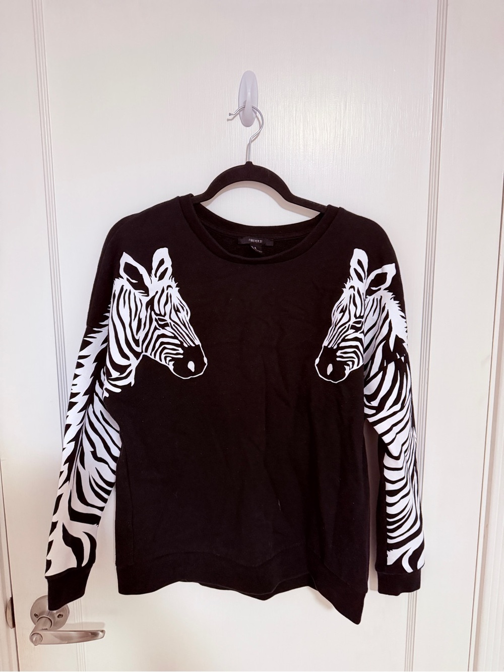 Forever 21 Black Zebra Print Sweatshirt